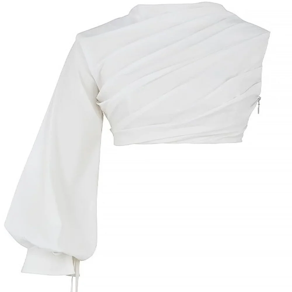 HOUSE OF CB ARTA WHITE COTTON CROPPED TOP SIZE SMALL PRELOVED - Picture 3 of 6